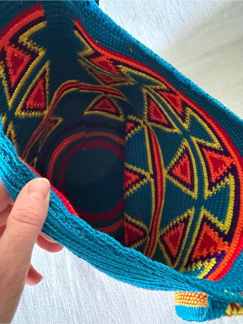 Crochet Tapestry Woven Crossbody Bucket Bag